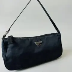 PRADA アクセサリーポーチ 三角ロゴ テスート ナイロン ブラック 白