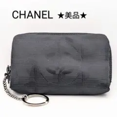 シャネル CHANEL ニュートラベルライン コインケース キーリング ブラック