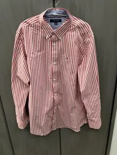 TOMMY HILFIGER 赤白ストライプ シャツ XL