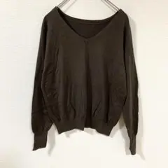 ベイフロー/長袖ニット/薄手/ブラウン/Ｖネック/カジュアル/秋冬