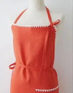 【完売品】お値下げしました。タキマキ エプロン オレンジ　オーガニックリネンのサムネイル