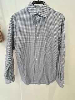 無印良品　ネイビー　チェック柄シャツ