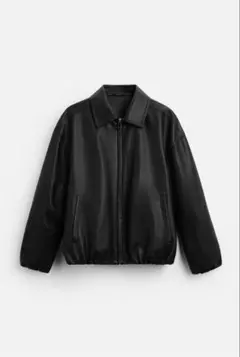 ZARA フェイクレザーパフジャケット ブラック - メルカリ