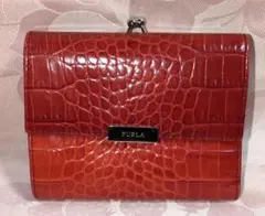 [早い物勝ち］FURLA クロコダイル型押しレザー 三つ折り財布