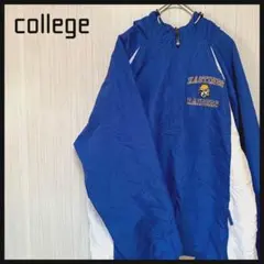 Hollowayカレッジ系ハーフジップナイロンジャケットブルゾン刺繍ロゴ