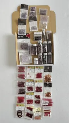 【E】レッド&パープル系ビーズ詰合せ