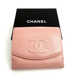 CHANEL シャネル レザー 二つ折り 長財布 ピンク ココマーク がま口