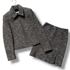 美品 マックスマーラ スカートセットアップ ツイード レディース 灰 M相当