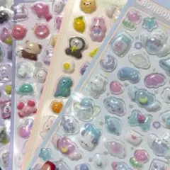 4枚セット ボンボンドロップ風シール ぷくぷく　立体シール　まとめ売り　y2k