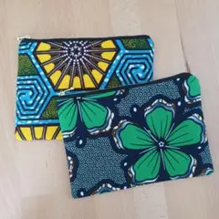 【セット】ハンドメイド/ポーチ/アフリカン/アフリカ布②