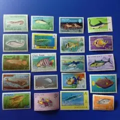 3771 外国切手 国々 魚類 海洋生物 シリーズ 20種 未使用