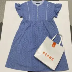 BEAMS mini キッズ 半袖ワンピース ブルーのサムネイル