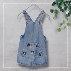 【ザラ】ミッキー刺繍ジャンバースカート(110)デニム　ディズニー　女の子