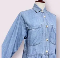 vintage ヴィンテージ ワンピース デニム 前開き レトロ USA海外古着のサムネイル
