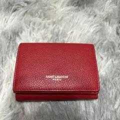 SAINT LAURENT レザー三つ折り財布 レッド