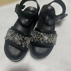 Newlyme シルバービジュー付き 厚底サンダル ブラック 23 オシャレのサムネイル
