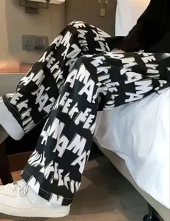メンズ イージーパンツ 白黒