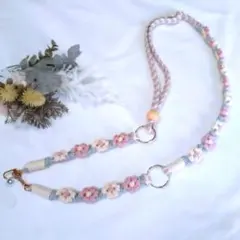 ショルダーストラップ 長さ調整 スマホショルダー お花 ハンドメイド マクラメ