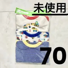 未使用　半袖ロンパース　かぶせタイプ　綿100% 3枚セット　男の子　働く車