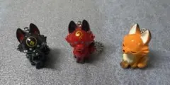 つぼみ狐 キーホルダー 3個セット 鍵穀蔵1 個　日月夜1 個　橙蕾狐1個