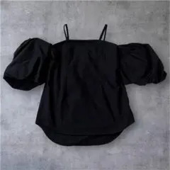 【美品】styling/ オフショルダー バルーンスリーブブラウス ブラック 0のサムネイル