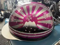 カスタムペイント 半キャップ ヘルメット 富士山 桜 ラメ - メルカリ