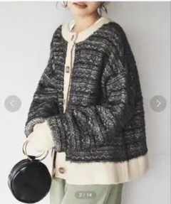 裏編みジャカード2WAYニット　coen カーディガン