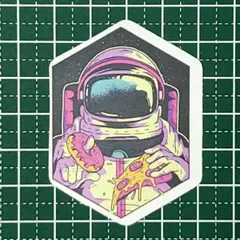 no.2217　防水ステッカー　宇宙飛行士　ドーナツ　ピザ