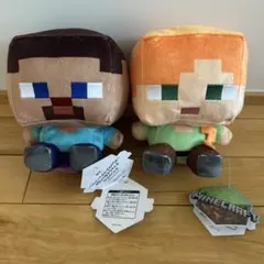 Minecraft スティーブとアレックス ぬいぐるみ タグ付き