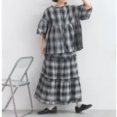 Lupilie ルピリアン 先染めチェック シングルガーゼ セットアップ