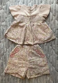 プティマイン　花柄セットアップ　80