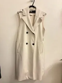 ZARA ロング フェイクスエード ベスト ホワイト