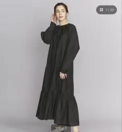 匿名配送　BEAUTY&YOUTH ティアードフレア ワンピース　ブラック