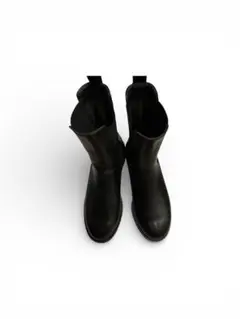 ブラック サイドゴアブーツ 厚底