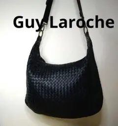 【美品】Guy Laroche ギラロッシュ 革 ショルダーバッグ 黒 メッシュ