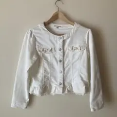 美品　ホワイトフリルデニムジャケット