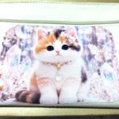 ハンドメイド ぺたんこポーチS ポーチ 小物入れ にゃんこ 猫 ピンク