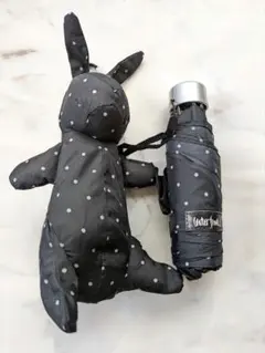 Waterfront ウォーターフロント◆　折り畳み傘　うさぎ型　ケース付　黒