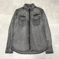 00s archive デニムシャツ【L】フルジップ ギミック y2k お兄系