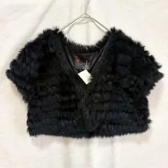 極美品 フェルゥ ラビッファー 毛皮 ボレロ 結婚式 パーティー 黒 Mのサムネイル