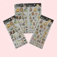 【新品未使用】なんでもいきもの シール4枚セットよこみぞゆりステッカーかわいい