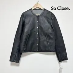 【新品タグ付き】ディノス ソークロース ラムレザー ノーカラージャケット S