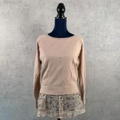 【美品古着】deacrea ディアクレア トレーナー レイヤード風 ピンク