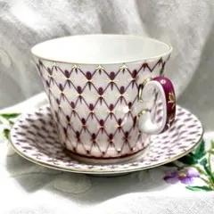 ロモノーソフ♦️ピンクネット フューシャネット 22cm深皿 ビスケット