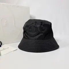 美品 MONCLER CAPPELLO バケットハット ナイロン ロゴ 黒 M