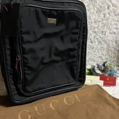 GUCCI グッチ ナイロン 黒 旅行 キャリーバッグ トラベル ロゴプレート