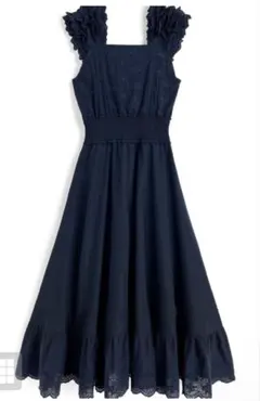 GRL グレイル フリルショルダー花柄刺繍コットンフレアワンピース[pm588]