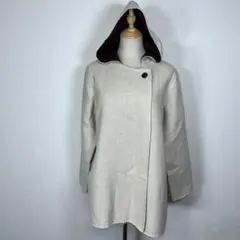 ensuite サイズ3 フード付きウール混コート 裏地配色