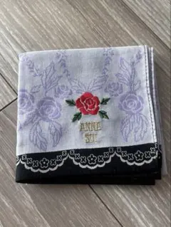 新品ANNA SUIアナスイ大判ハンカチ紫　薔薇　ガーゼ