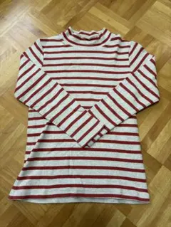 赤と白のストライプ ハイネック 120